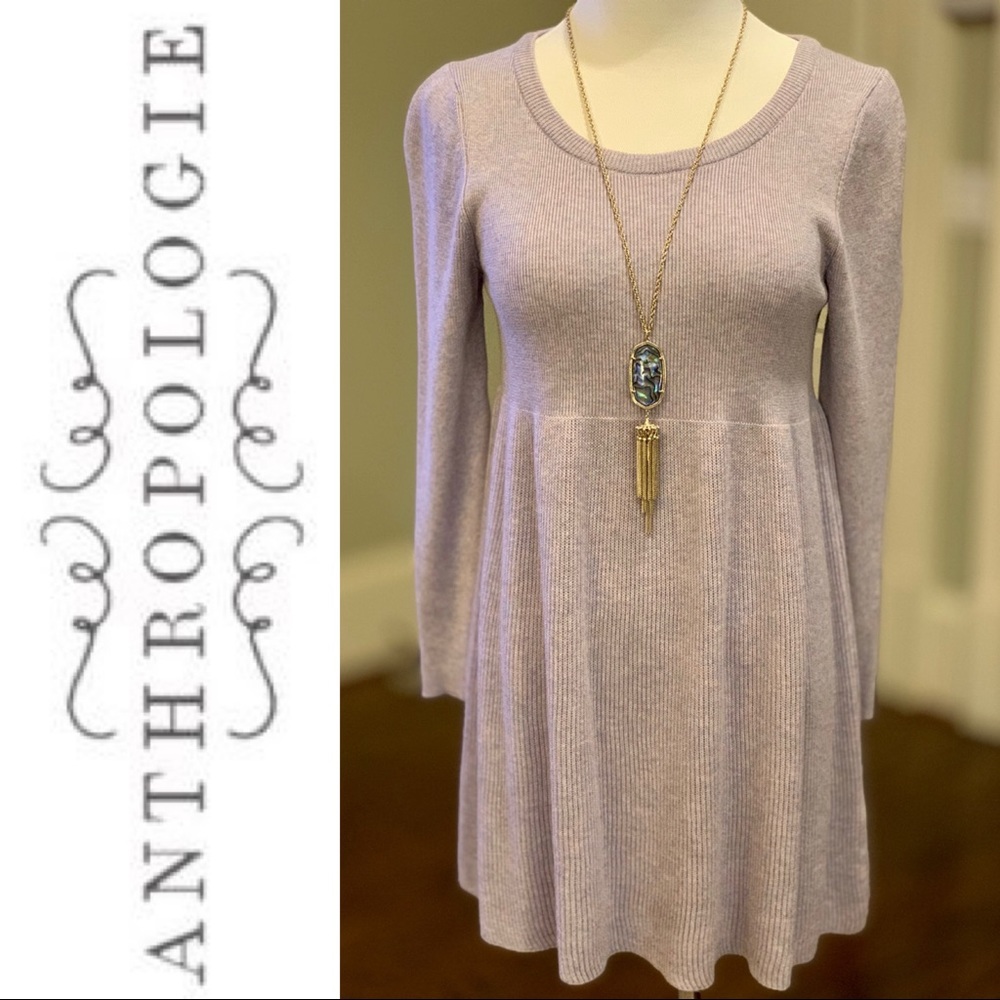 Anthro Knitted & Knotted Tunic Lavender Sweater, S